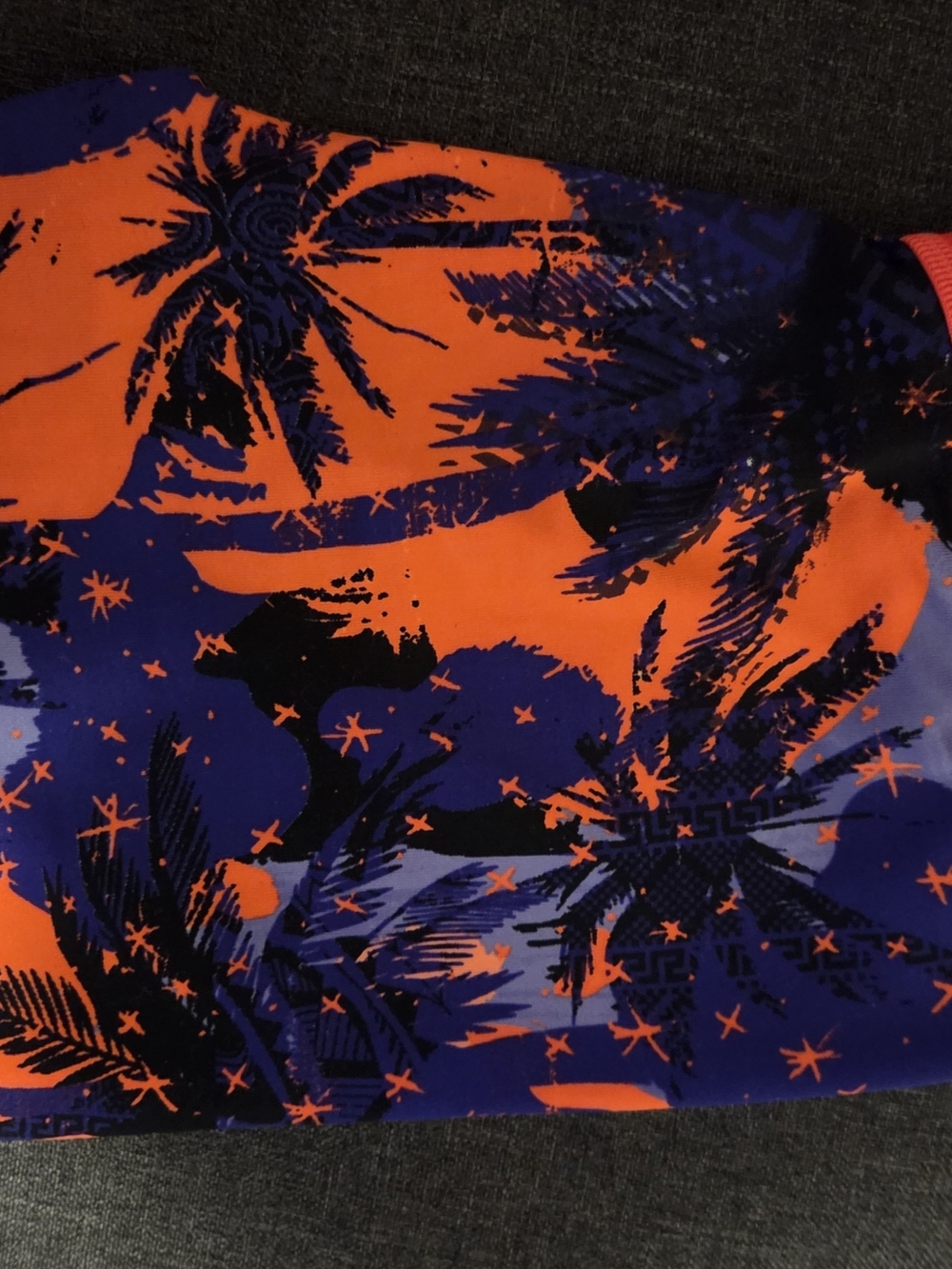 Zumba Fitness Women's Capris - Bright Orange & Purple Tropical Print